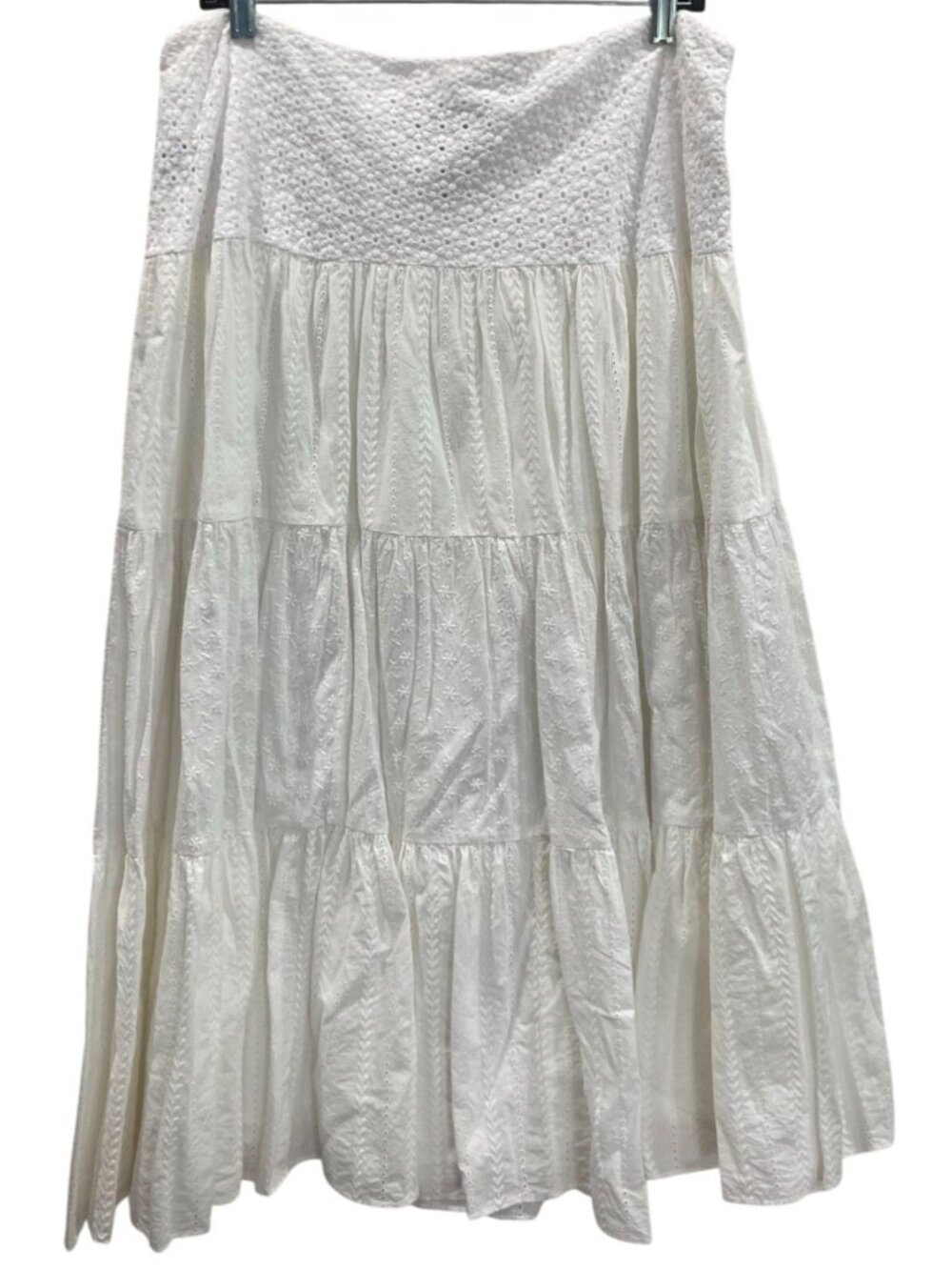 Lauren Ralph Lauren Embroidered Midi Skirt 12 White Milkmaid Cottage Ren Faire